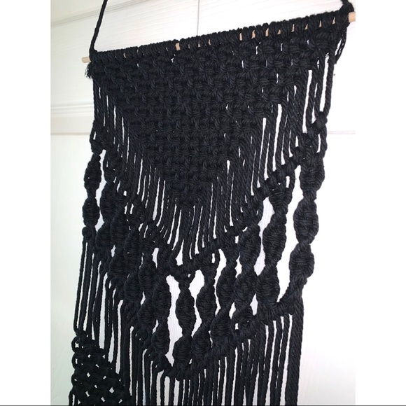 Handmade Black Macrame Wall Hanging - Picture 3 of 4